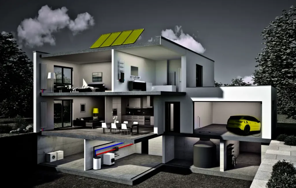 3D-Modell eines energieeffizienten Hauses